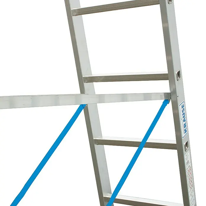 Krause Stabilo Sprossen-Mehrzweckleiter +S - Arbeitshöhe: 7,5 m, Anzahl Tritte: 3 x 10 Sprossen, Aluminium - Detailaufnahme