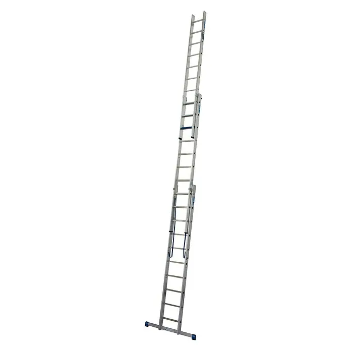 Krause Stabilo Sprossen-Mehrzweckleiter +S - Arbeitshöhe: 7,5 m, Anzahl Tritte: 3 x 10 Sprossen, Aluminium - Linke Seitenansicht