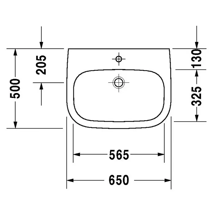Duravit D-Code Waschtisch Med - 65 x 50 cm, Ohne Spezialglasur, Hahnloch: Mitte, Ohne Überlauf, Weiß