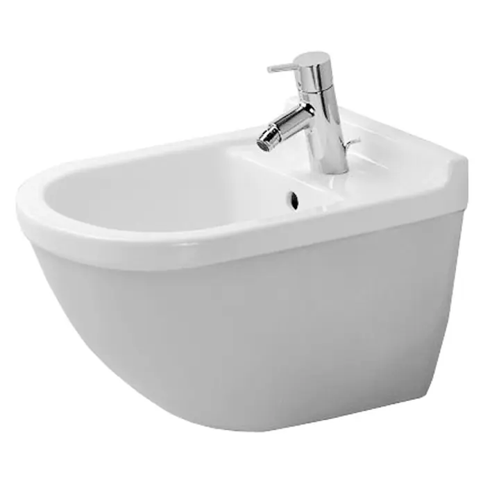 Duravit Starck 3 Wand-Bidet Compact Typ 1 - Mit schmutzabweisender Glasur, Keramik, Weiß - Vorderansicht