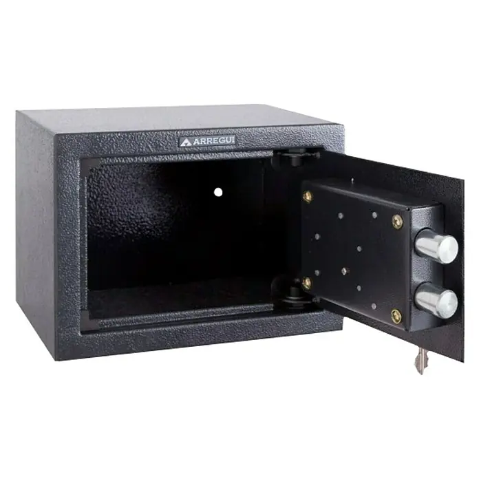 Arregui Caja fuerte T-17K - L x An x Al: 17 x 23 x 17 cm, Tipo de cerradura: Cerradura de seguridad con doble paletón