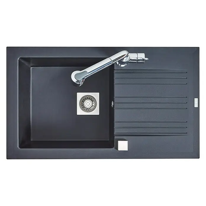 Carea Einbauspüle Muscade - 86 x 50 cm, 1 Becken, CAREAgranit®, Schwarz - Ansicht von oben
