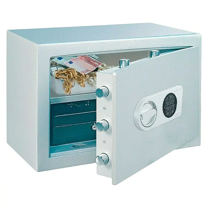 Rottner Brandschutztresor Opal Fire Premium - Elektronisches Zahlenschloss, L x B x H: 34,5 x 50 x 34 cm, Lichtgrau