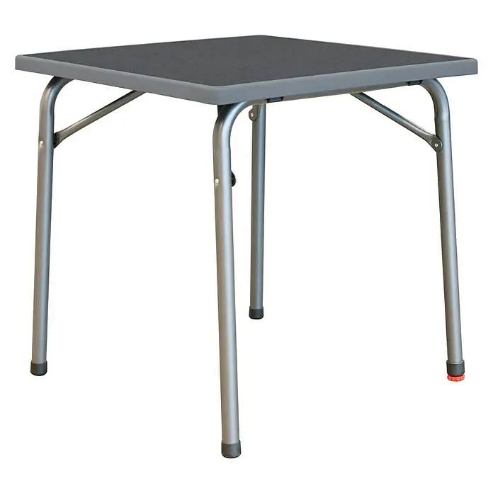 MFG Campingtisch - L x B: 70 x 70 cm, Sevelit, Schiefergrau, Silber, Klappbar