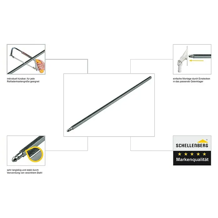 Schellenberg Vierkantstift - L x B: 300 x 6 mm, Geeignet für: Kurbelbetriebene Rollläden