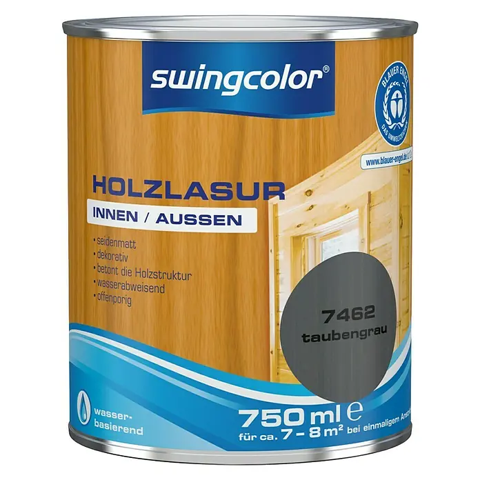 swingcolor Holzlasur - Taubengrau, 750 ml, Seidenmatt - Vorderansicht