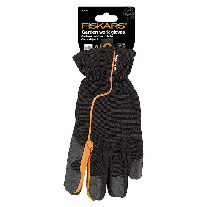 Fiskars Gartenhandschuhe - Konfektionsgröße: 8, Schwarz/Orange - Ansicht von oben