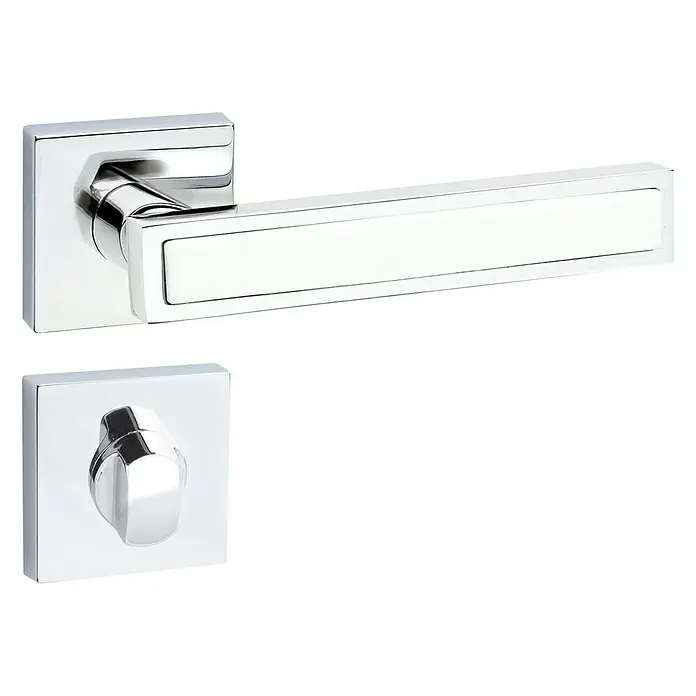 Diamond Doors Zimmertürgarnitur Tyler White - Türstärke: 40 mm - 45 mm, Schlitzkopf/Olive SK/OL, Chrom - Linke Seitenansicht