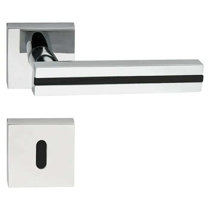 Diamond Doors Zimmertürgarnitur Hampton Black - Türstärke: 40 mm - 45 mm, Buntbart BB, Chrom - Linke Seitenansicht