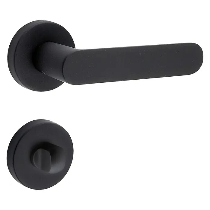 Diamond Doors Zimmertürgarnitur Vancouver - Türstärke: 40 mm - 45 mm, Schlitzkopf/Olive SK/OL, Schwarz - Linke Seitenansicht