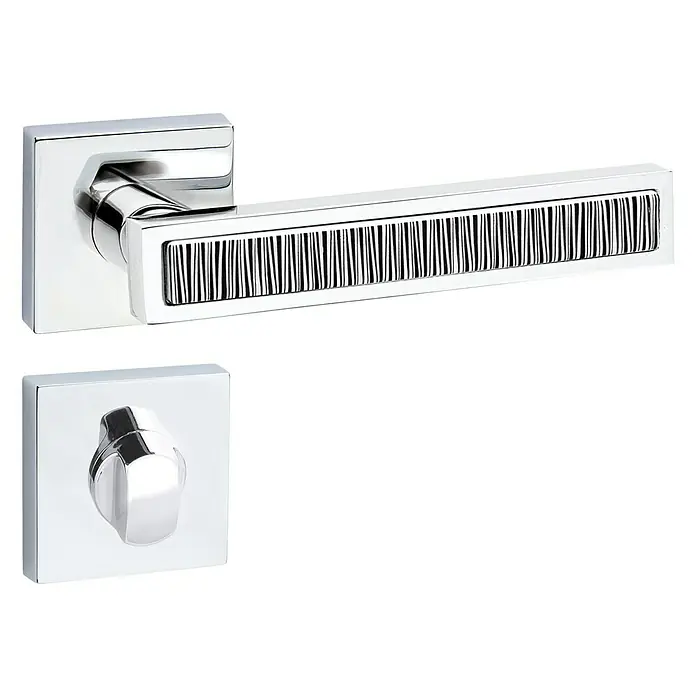 Diamond Doors Zimmertürgarnitur Tyler Zebra - Türstärke: 40 mm - 45 mm, Schlitzkopf/Olive SK/OL, Chrom - Linke Seitenansicht