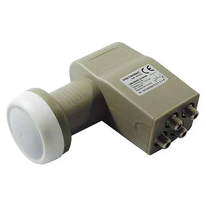 Metronic Quad LNB universal - Toma de alimentación: 40 mm, Gris claro