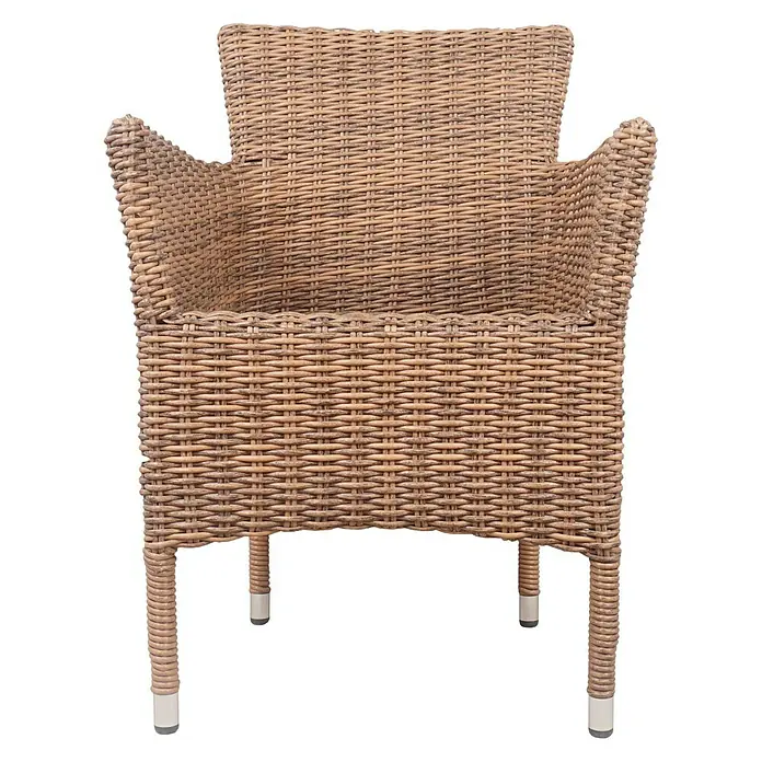 Sillón de jardín Rouen - An x Pr x Al: 59 x 61,5 x 87 cm, Ratán sintético, Marrón, Apilable