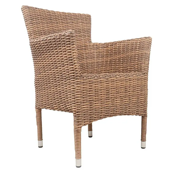 Sillón de jardín Rouen - An x Pr x Al: 59 x 61,5 x 87 cm, Ratán sintético, Marrón, Apilable