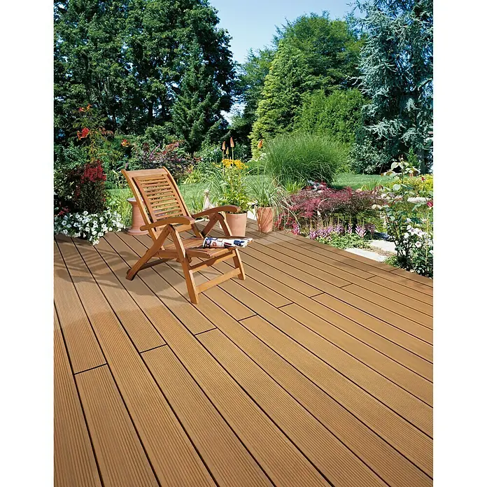 b!design WPC-Terrassendiele Teak - 300 x 13,8 x 2,25 cm, Teak