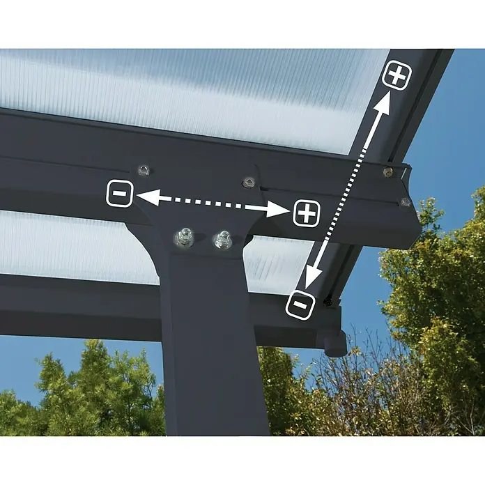 Nadstrešnica za terasu Tuscany LED - Dubina: 3 m, Š x V: 5,46 x 2,1 m, Antracit siva