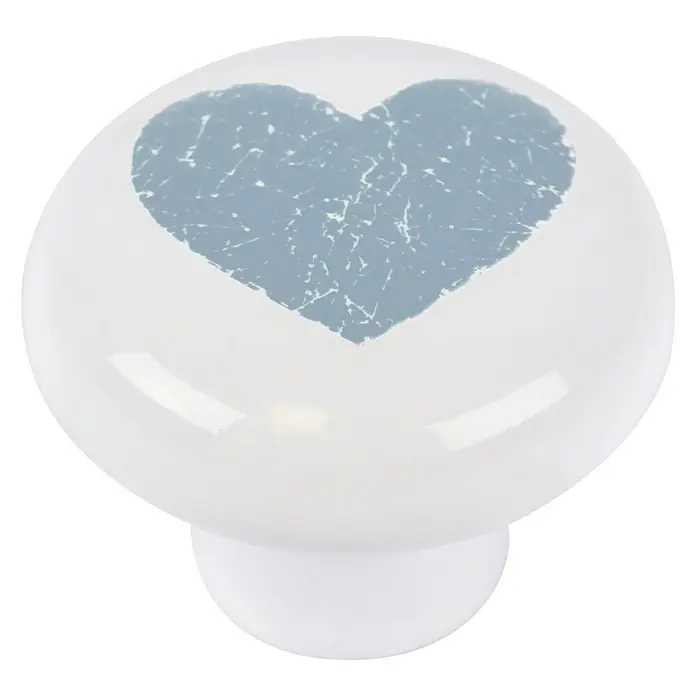 Rei Set de pomos para muebles Corazón azul - 4 pzs., Ø x Al: 40 x 31 mm, Porcelana