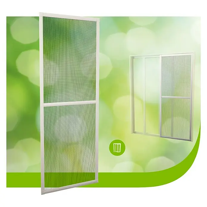Mosquitera para puerta corredera - An x Al: 100 x 220 cm, Color bastidor: Blanco, Puertas