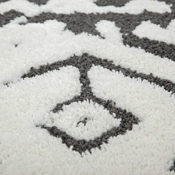 Kayoom Hochflorteppich Agadir - Schwarz/Weiß, 230 x 160 cm, 100% Polypropylen - Detailaufnahme
