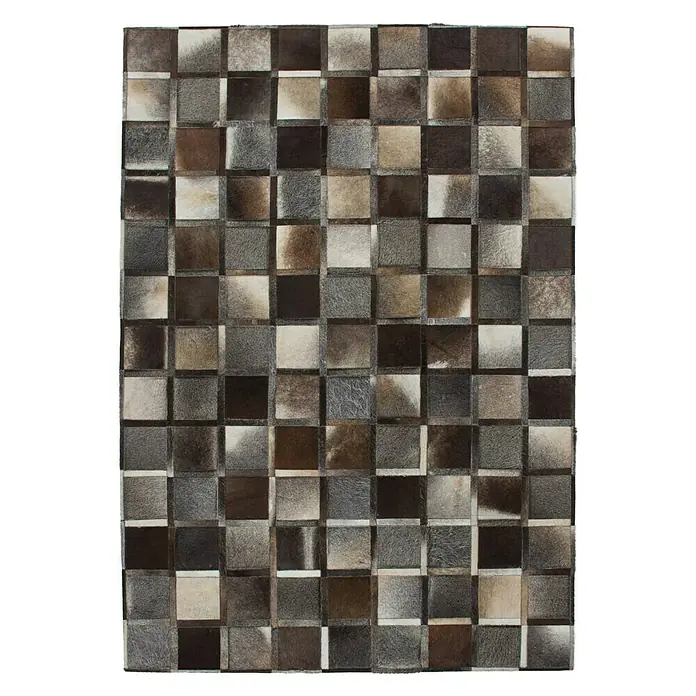 Kayoom Echtlederteppich Eclipse 410 - Grau, Braun, 230 x 160 cm, 100 % Leder - Ansicht von oben