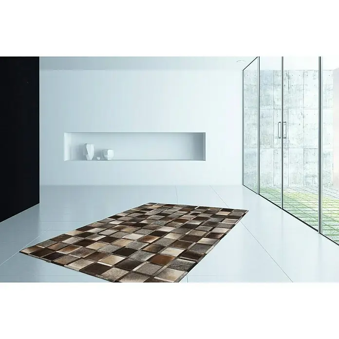 Kayoom Echtlederteppich Eclipse 410 - Grau, Braun, 230 x 160 cm, 100 % Leder - Stimmungsaufnahme