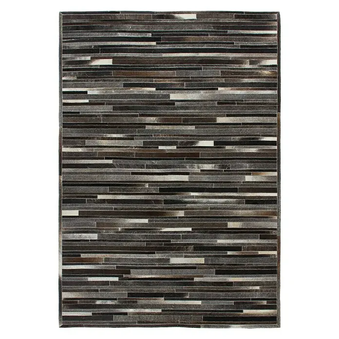 Kayoom Echtlederteppich Eclipse 110 - Grau/Braun, 170 x 120 cm, 100 % Leder - Ansicht von oben