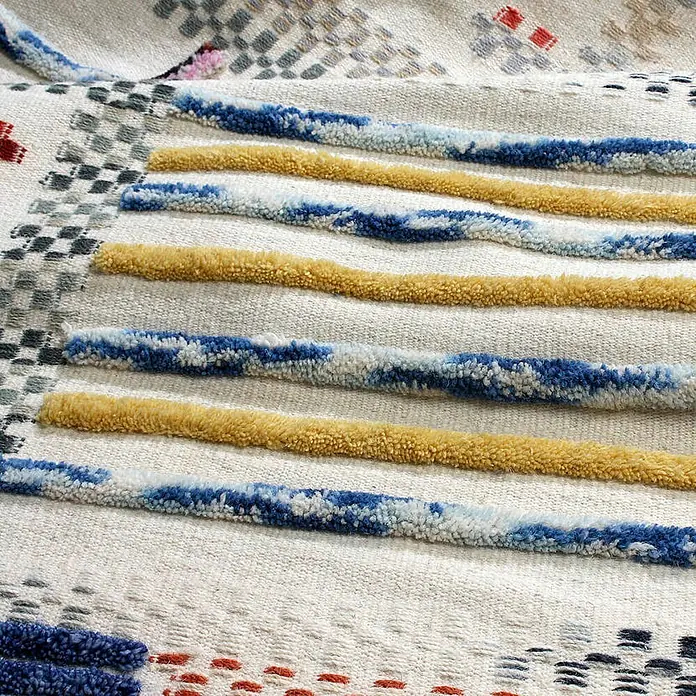 Kayoom Wollteppich Empire - Elfenbein, Multi, 170 x 120 cm, 80 % Neuseelandwolle, 20 % Baumwolle - Detailaufnahme