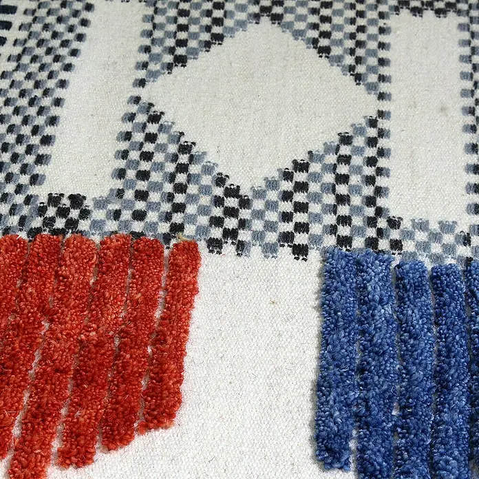 Kayoom Wollteppich Empire - Elfenbein, Multi, 170 x 120 cm, 80 % Neuseelandwolle, 20 % Baumwolle - Detailaufnahme