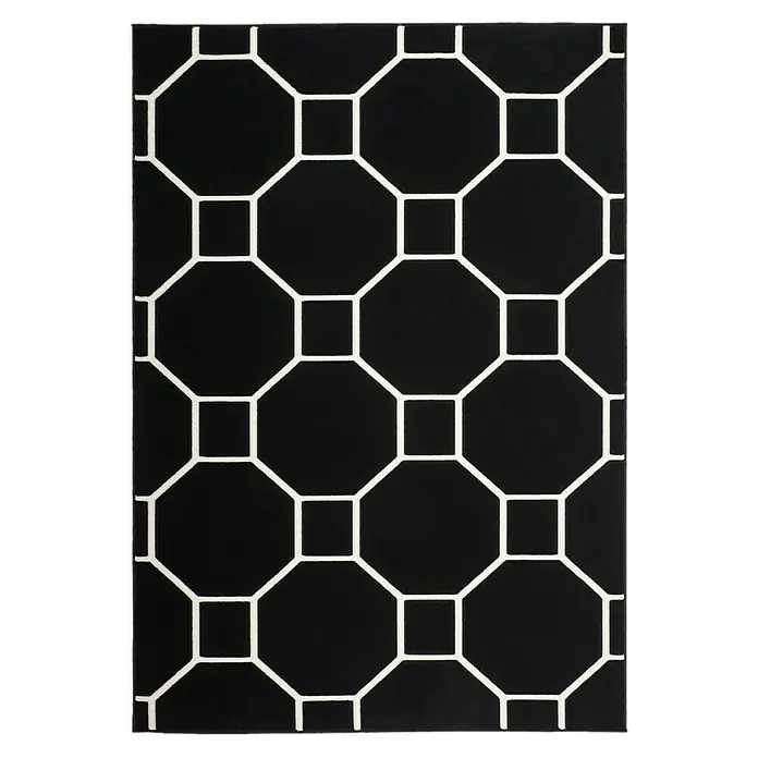 Kayoom Kurzflorteppich Lina 100 - Schwarz, 290 x 200 cm, 100 % Polypropylen - Ansicht von oben