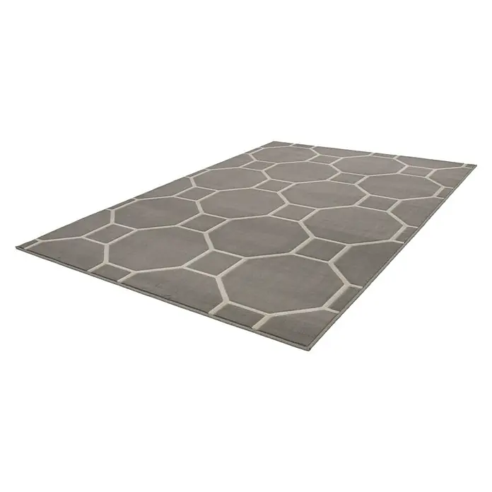 Kayoom Kurzflorteppich Lina 100 - Taupe, 290 x 200 cm, 100 % Polypropylen - Linke Seitenansicht
