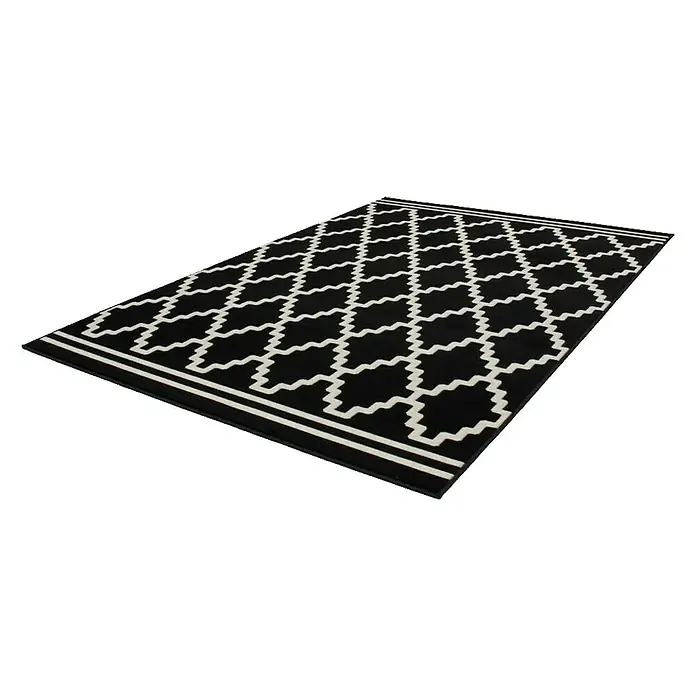 Kayoom Kurzflorteppich Lina 200 - Schwarz, 150 x 80 cm, 100 % Polypropylen - Linke Seitenansicht