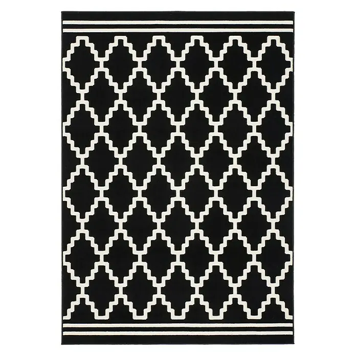 Kayoom Kurzflorteppich Lina 200 - Schwarz, 150 x 80 cm, 100 % Polypropylen - Ansicht von oben