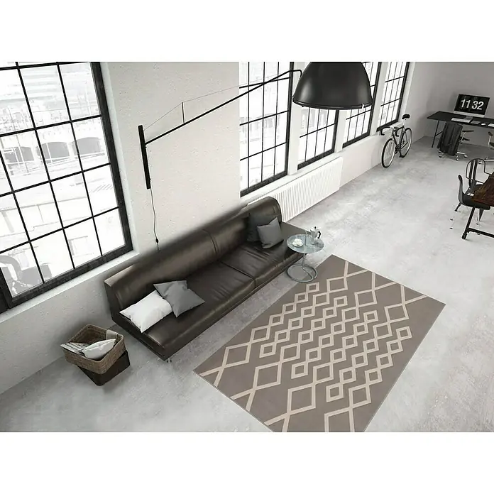 Kayoom Kurzflorteppich Lina 400 - Taupe/Elfenbein, 300 x 80 cm, 100 % Polypropylen - Stimmungsaufnahme