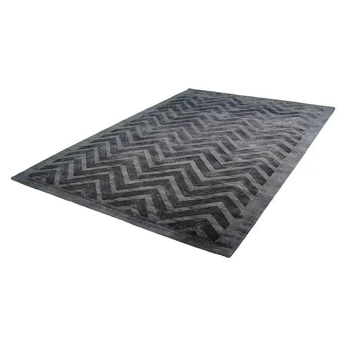 Kayoom Kurzflorteppich Luxury 410 - Grau, 170 x 120 cm, 100 % Viskose - Linke Seitenansicht