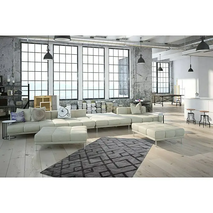 Kayoom Kurzflorteppich Luxury 310 - Grau, 150 x 80 cm, 100 % Viskose - Stimmungsaufnahme