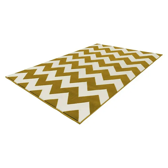 Kayoom Teppich mit Konturenschnitt Maroc - Elfenbein/Gold, 230 x 160 cm, 100 % Polypropylen - Linke Seitenansicht
