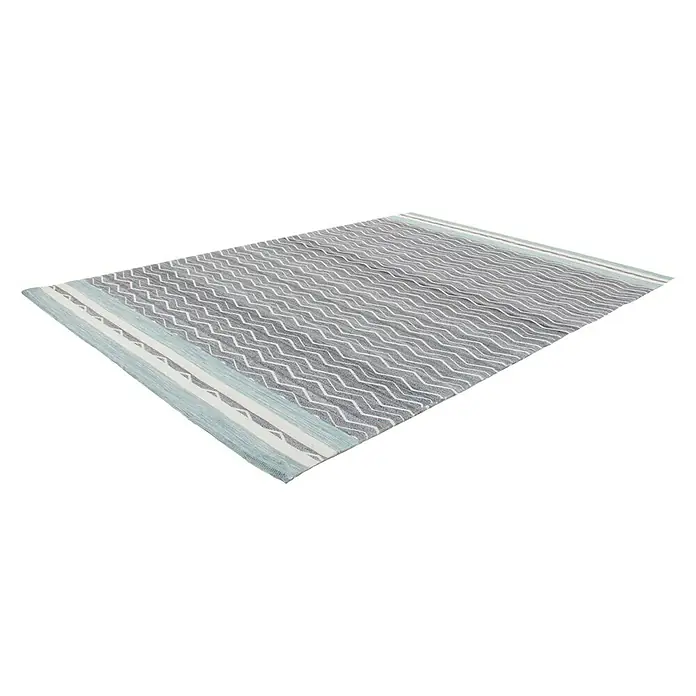 Kayoom Flachgewebeteppich Mirage - Grau/Blau, 230 x 160 cm, 80 % Wolle, 20 % Viskose - Linke Seitenansicht