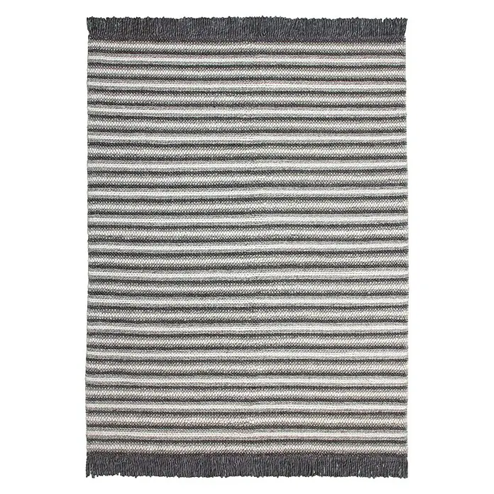 Kayoom Fransenteppich I - Natur/Schwarz, 290 x 200 cm, 75 % Neuseelandwolle, 25 % Viskose - Ansicht von oben