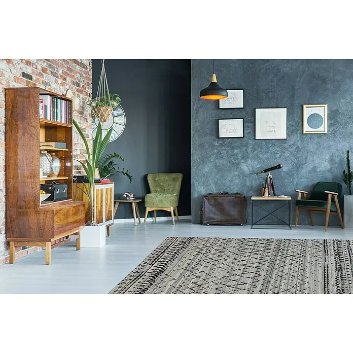 Kayoom Flachgewebeteppich Phönix - Natur/Creme, 170 x 120 cm, 75 % Wolle, 20 % Baumwolle, 5 % Polyester - Stimmungsaufnahme