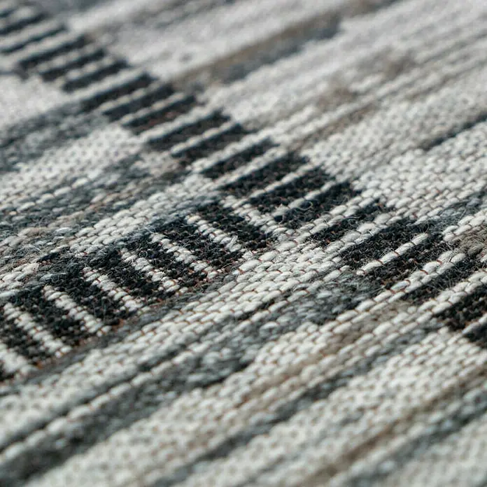 Kayoom Flachgewebeteppich Phönix - Natur/Grau, 170 x 120 cm, 75 % Wolle, 20 % Baumwolle, 5 % Polyester - Detailaufnahme