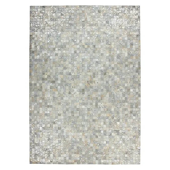 Kayoom Echtlederteppich Rocket I - Grau/Silber, 170 x 120 cm, 100 % Leder - Ansicht von oben