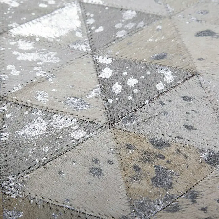 Kayoom Echtlederteppich Rocket II - Grau/Silber, 170 x 120 cm, 100 % Leder - Detailaufnahme
