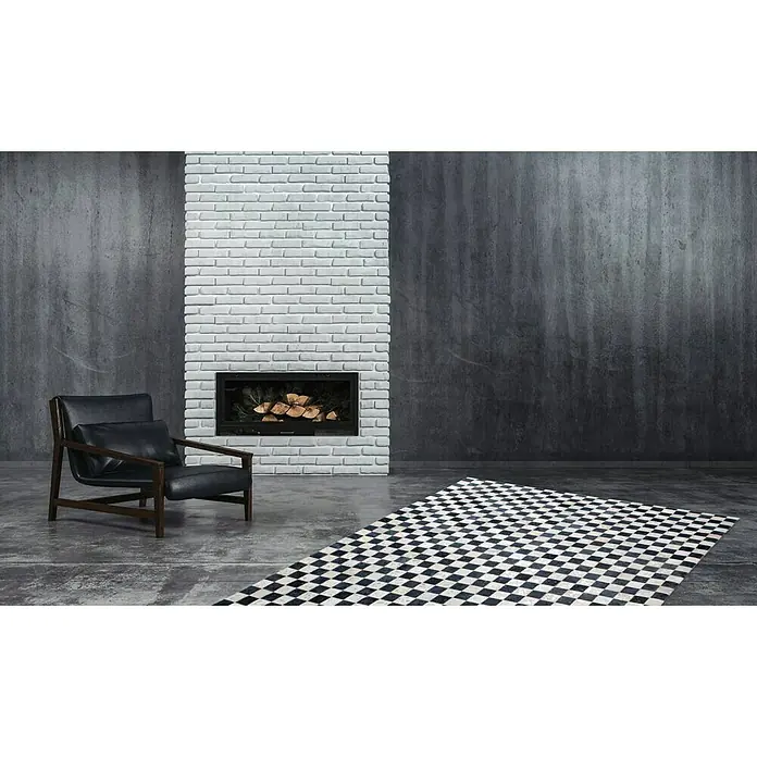 Kayoom Echtlederteppich Rocket - Anthrazit/Silber, 290 x 200 cm, 100 % Leder - Stimmungsaufnahme