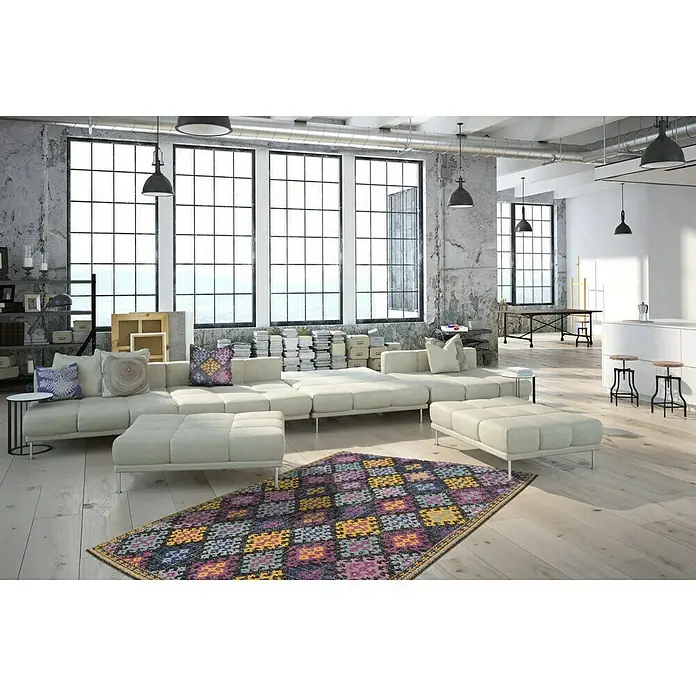 Kayoom Flachgewebeteppich Solitaire 110 - Multi, 170 x 120 cm, 100 % Baumwolle - Stimmungsaufnahme