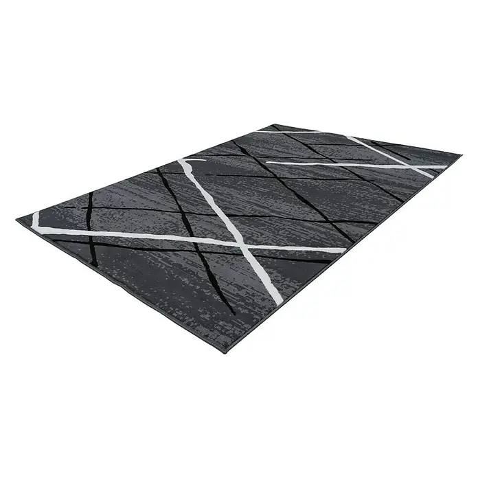 Kayoom Kurzflorteppich Vancouver 110 - Anthrazit, 150 x 80 cm, 100 % Polypropylen - Linke Seitenansicht