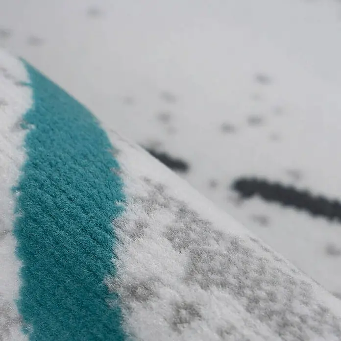 Kayoom Kurzflorteppich Vancouver 110 - Grau/Blau, 150 x 80 cm, 100 % Polypropylen - Detailaufnahme