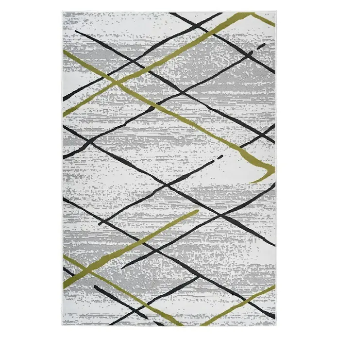 Kayoom Kurzflorteppich Vancouver 110 - Grau/Grün, 290 x 200 cm, 100 % Polypropylen - Ansicht von oben