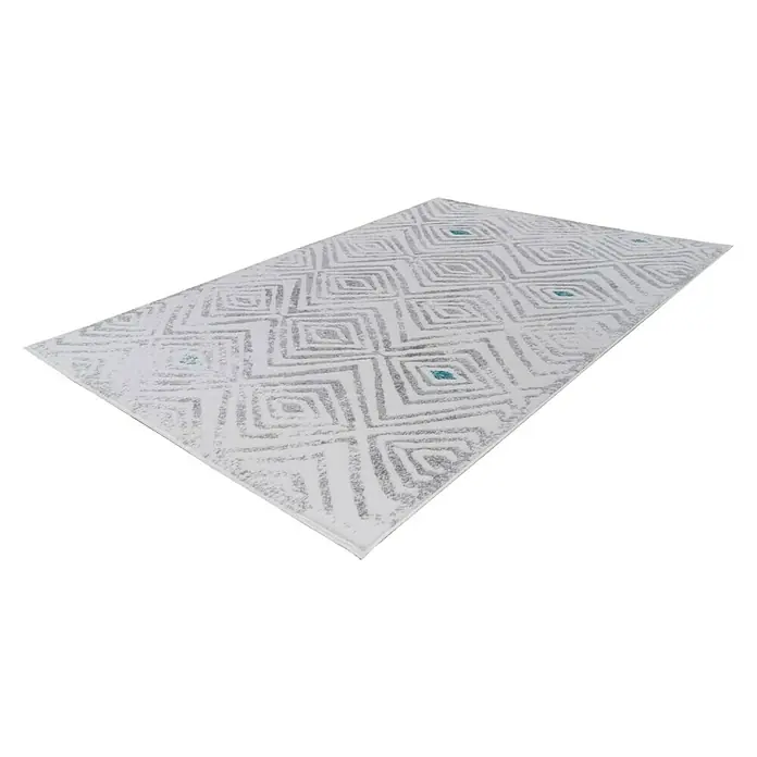 Kayoom Kurzflorteppich Vancouver 410 - Weiß/Grau, 170 x 120 cm, 100 % Polypropylen - Linke Seitenansicht