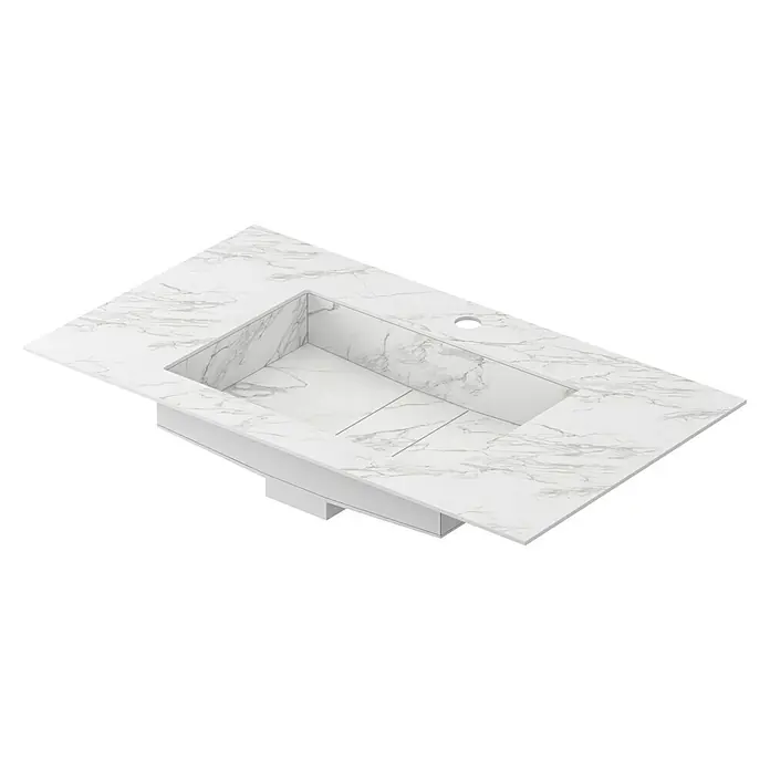 Lavabo Stein - 81 x 46 cm, Orificios para grifo: Medio, Blanco
