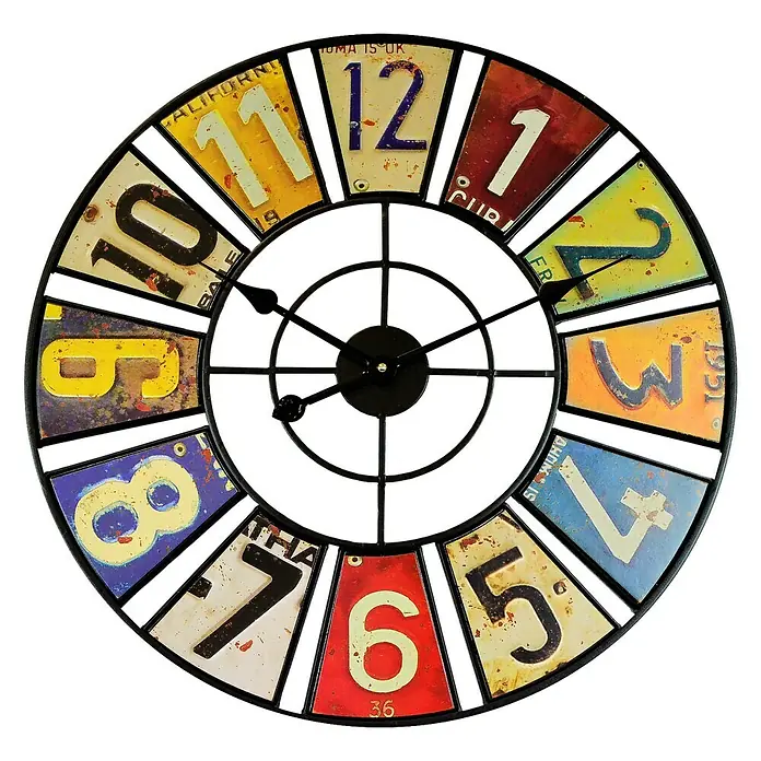 Wanduhr rund - Bunt, Durchmesser: 60 cm - Vorderansicht